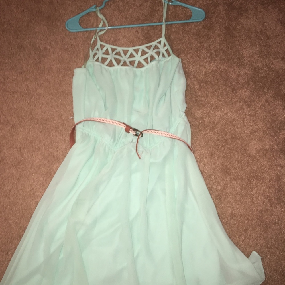 Blue dress with belt